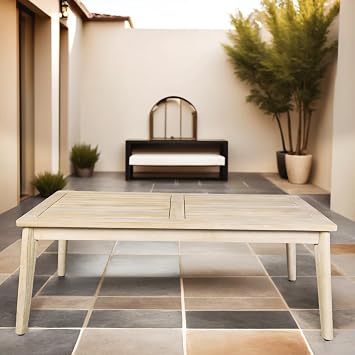 Premium Acacia Wood Coffee Table 50 Extra Large Rectangle Dining Height Table Heavy Duty Solid Wood Center Table for Patio, Lawn, Garden, Balcony, Porch