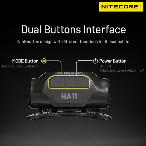 Miniatura 8 de Nitecore HA11 240 lúmenes Ultra Ligero AA Faro de doble haz etiqueta para faros delanteros (diadema normal)
