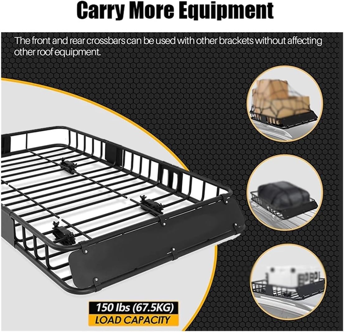 Universal 150lbs Durable Steel Expandable Truck SUV Car Roof Rooftop Luggage Cargo Basket Cart Rack