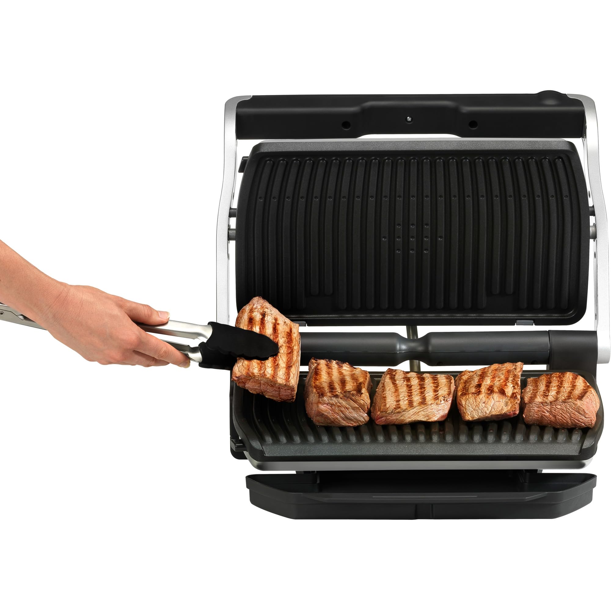 Tefal OptiGrill+ XL | Barbacoa de contacto con ajuste automático de temperatura | 9 programas automáticos | superficie de parrilla XL | Incluye bandeja para hornear | GC724D12