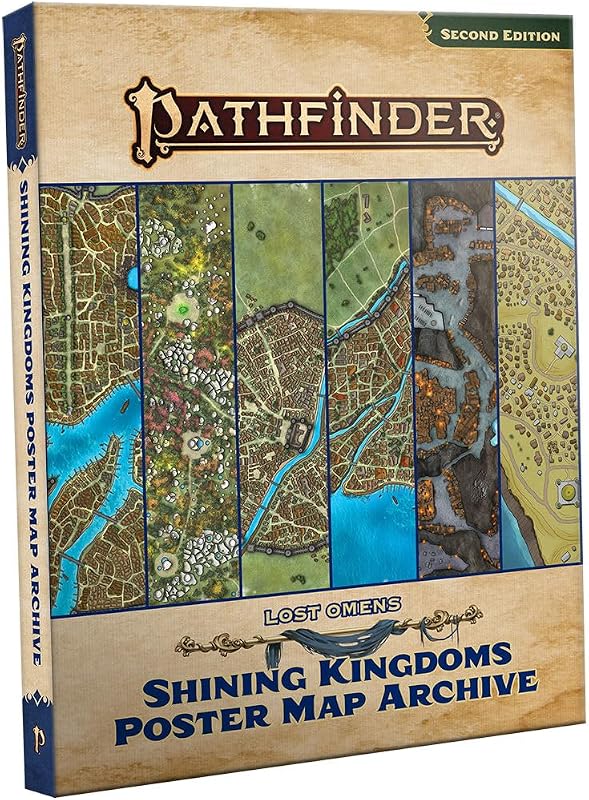 Pathfinder Lost Omens Shining Kingdoms Poster Map Archive | 7 Double-Sided Fantasy RPG Maps for Tabletop Gaming Adventures