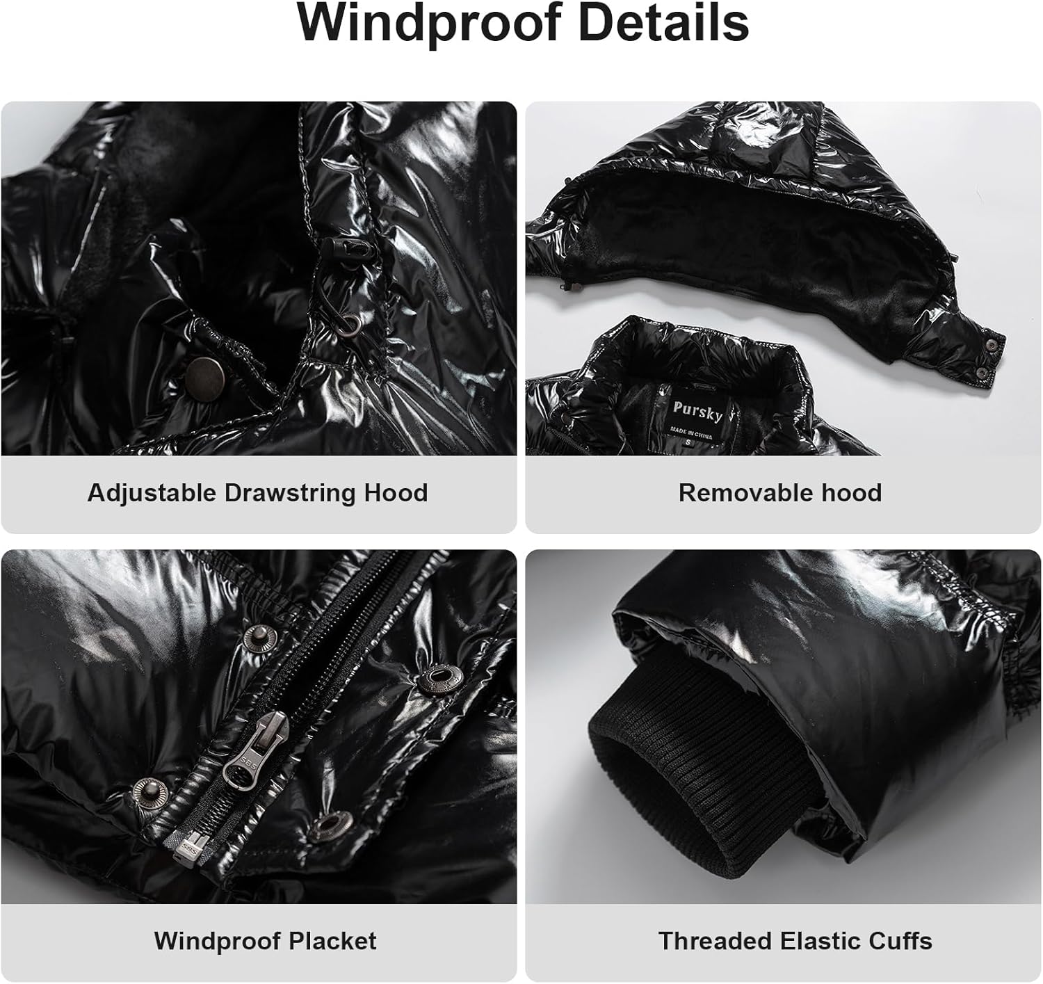 Pursky Men's Puffer Jacket Waterproof Winter Bubble Coats Ski Parka Fur Hooded - Image 6