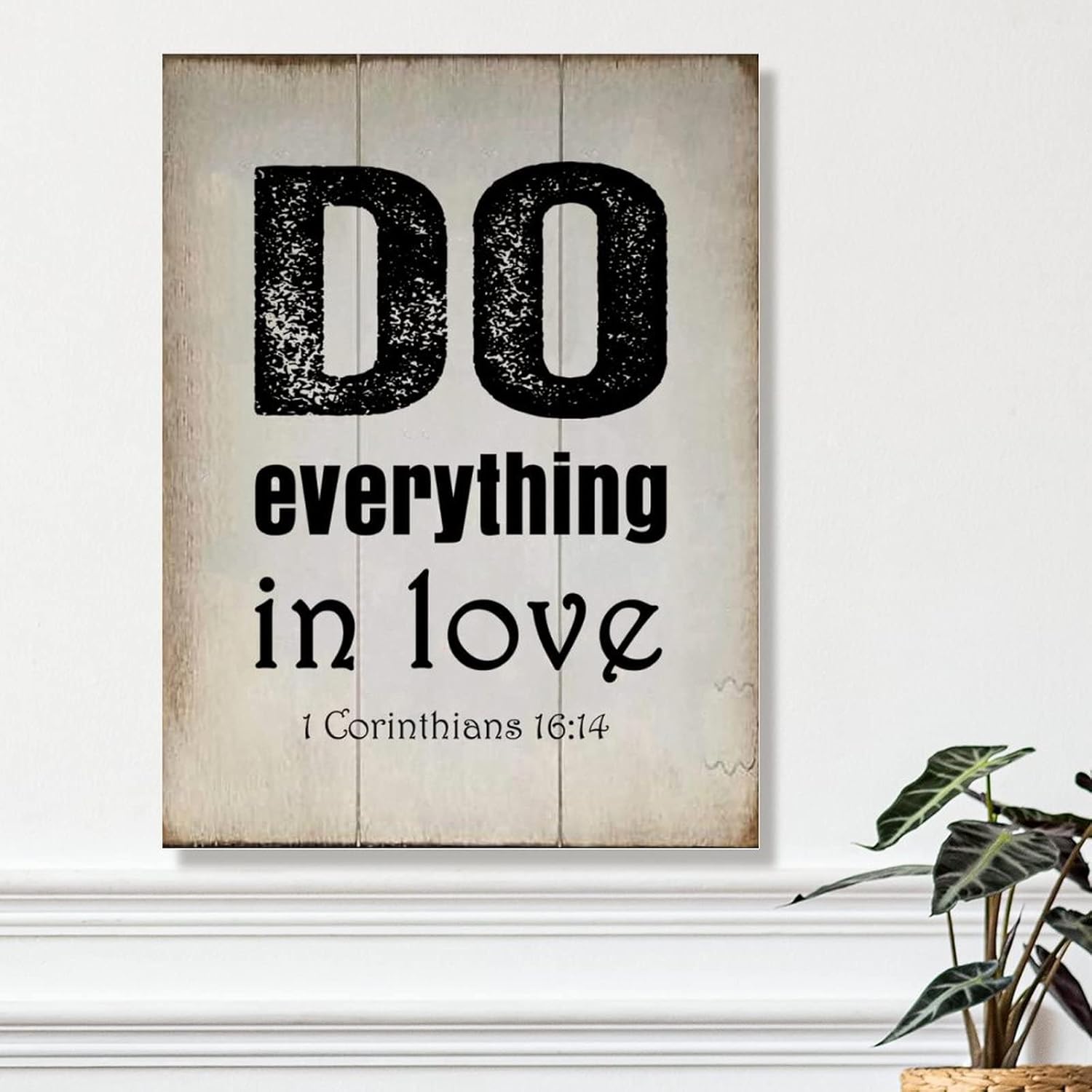 Wall Decor Wood Sign Do Everything in Love 1 Corinthians 16~14 Sign Motivational Quotes Religious Wood Wall Art Plaques Rustic Wood Sign for Living Room Bedroom 18x24in