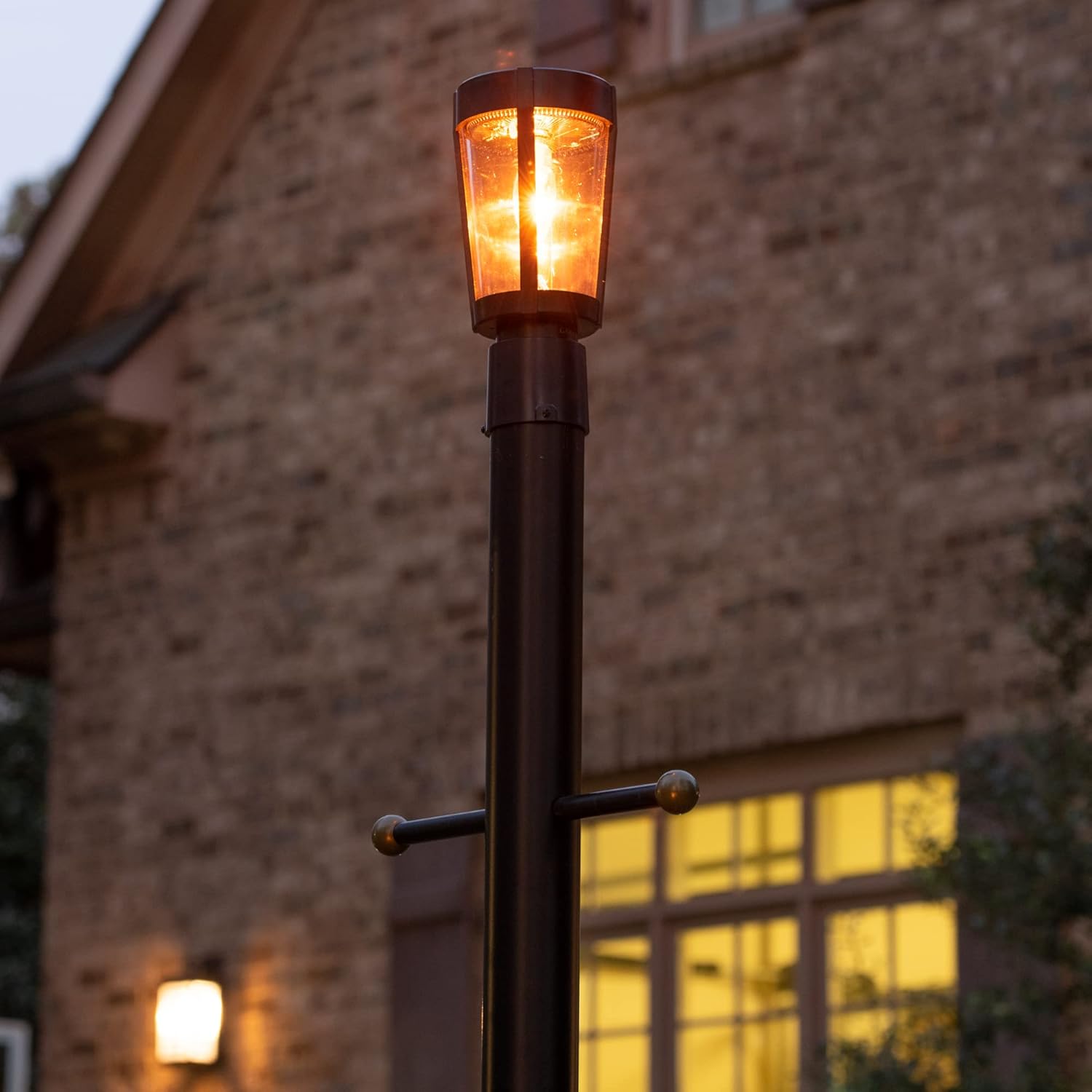 Gama Sonic Amphora Solar Accent Post Light, Modern 12" Height Lamp with Flush Mount Pier Base, Includes Fitter for 3" Lamp Posts, 120 Lumens, (Dual LED Bulbs)
