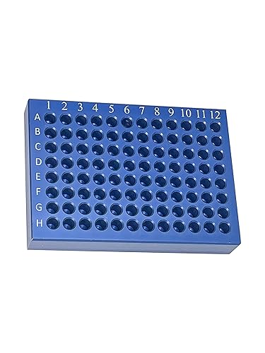 Miniatura 3 de MUHWA Bloque de enfriamiento de aluminio de 96 pozos para microtubos PCR de 0.0 fl oz, matriz de 8 x 12, azul, paquete de uno