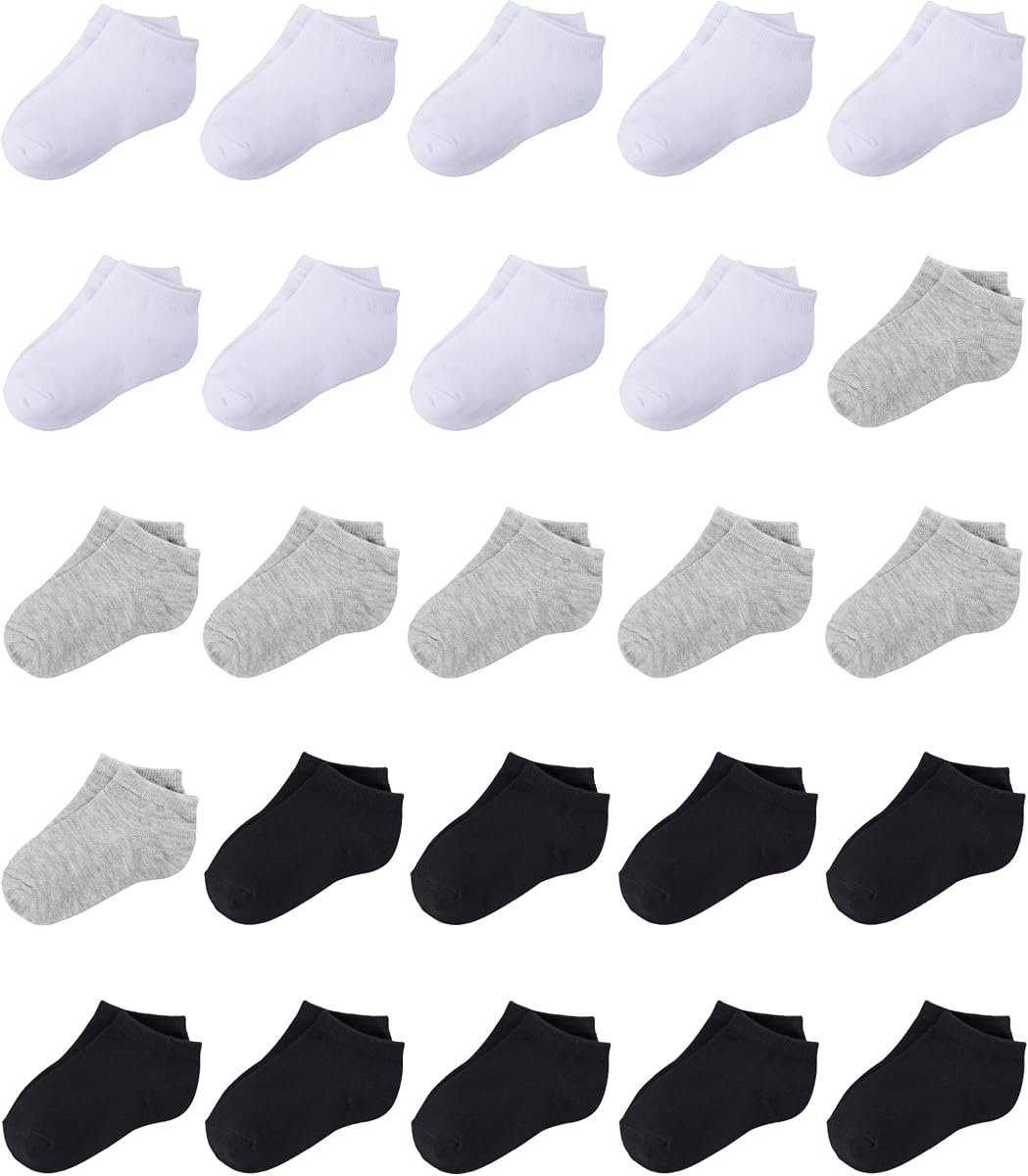 Calcetines para niños pequeños, 25 pares de calcetines tobilleros para niños pequeños, bebés y niñas