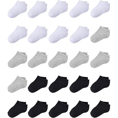 Duufin Toddler Socks, 25 Pairs Baby Boys Girls Ankle Socks Kids Low Cut Sock Half Cushion Low Rise Sock for Toddler