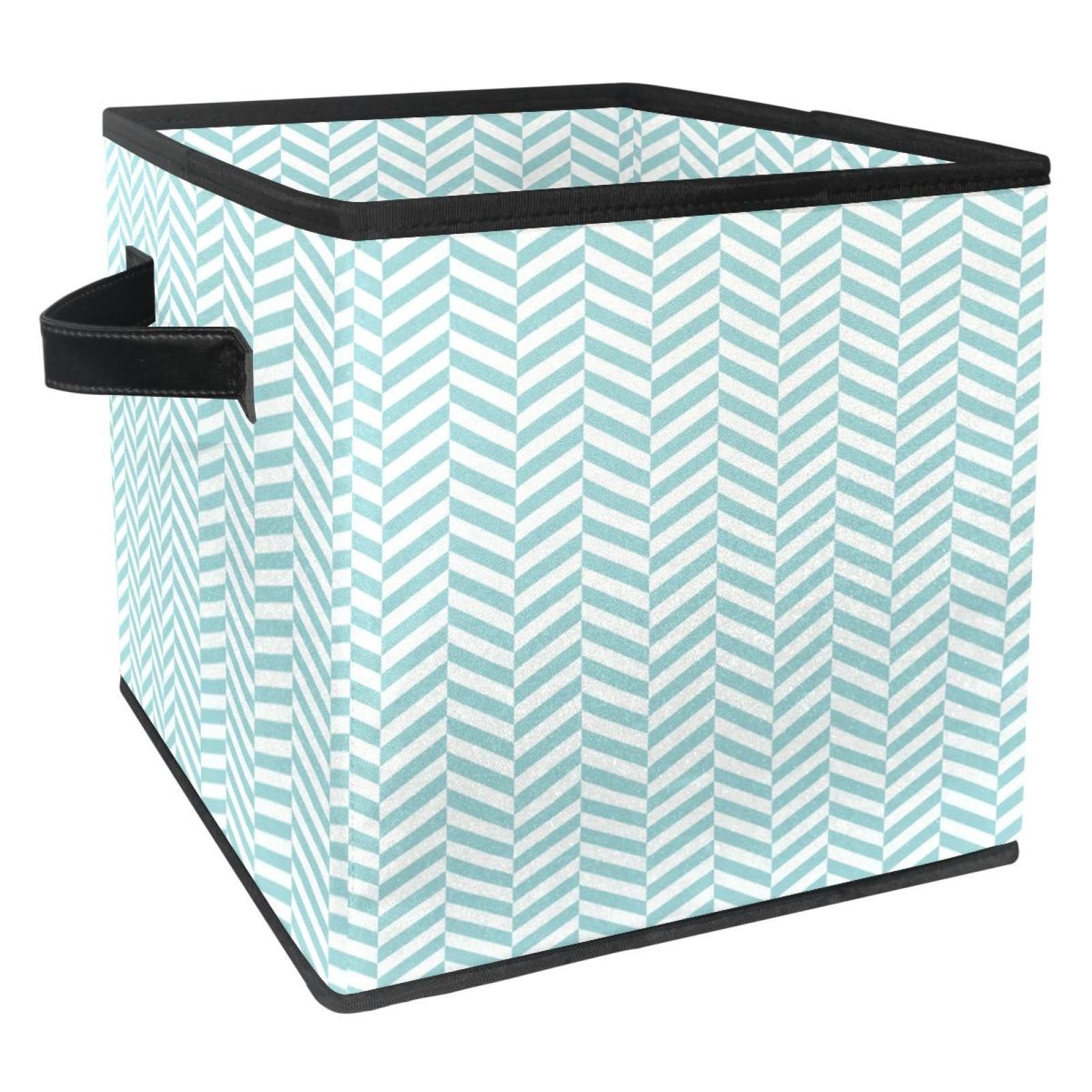 Boîte de rangement pliable motif géométrique bleu pour harmoniser le salon et les jouets
