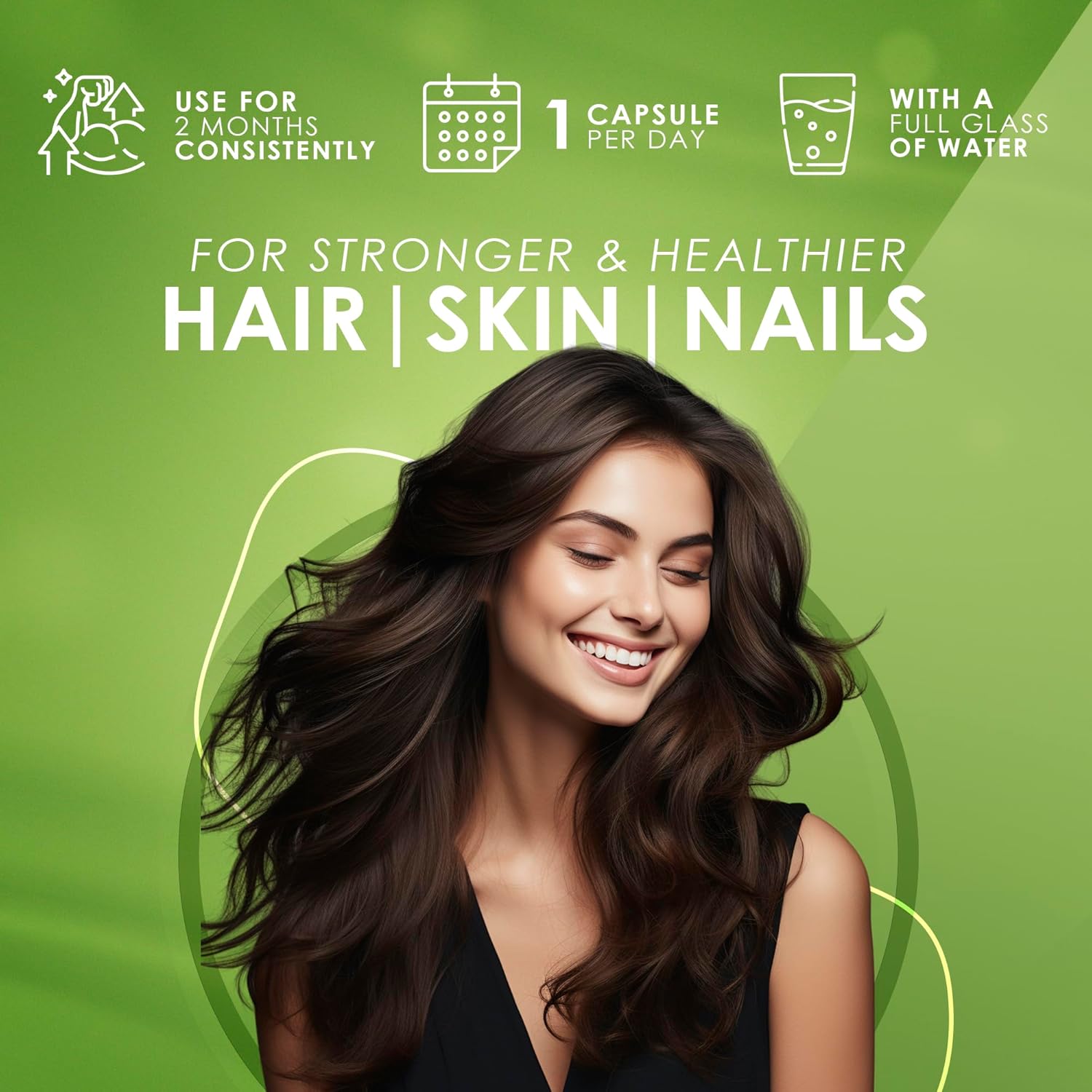 AMBROSIAL Biotin Hair Growth Supplement 2500mcg Biotin Hair Supplements | Hair Support | Plant Based | Natural Skin Support | Nail Vitamin (Pack of 2) - 120 Capsules