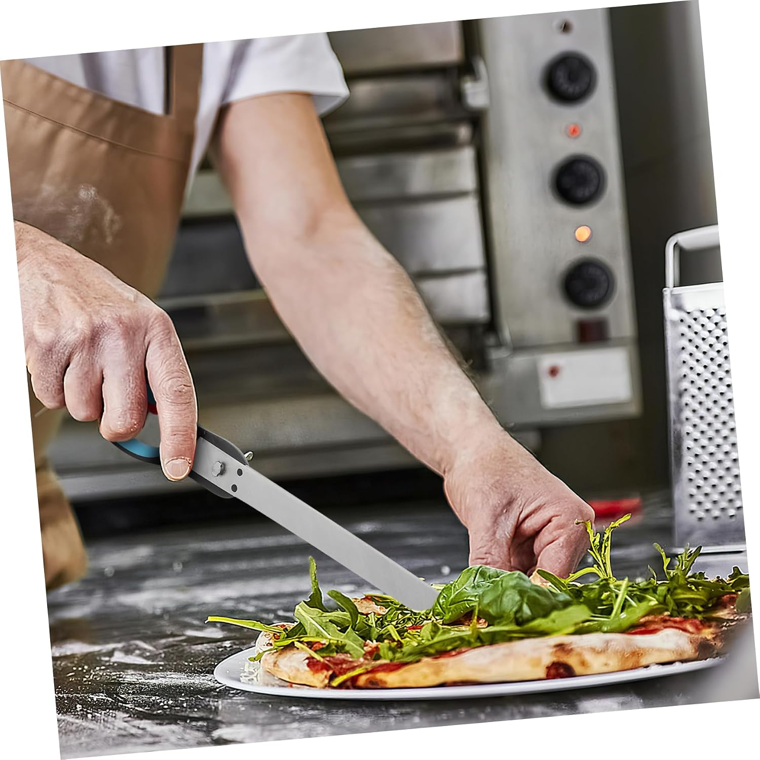 Stainless Steel Kitchen Shear Pizza Cutter Scissors with Plastic Handle Ergonomic Pizza Spatula Slicer for Home and Restaurant Use