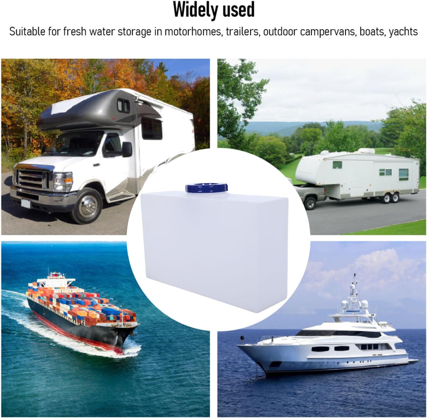 Diydeg 6 Gallon RV Fresh Water Tank, Potable Food Grade PE Water Storage Tank, Storage Container for Motorhome, Trailer, Boat and Yacht 19.69 x 5.91 x 11.81 inch (White)