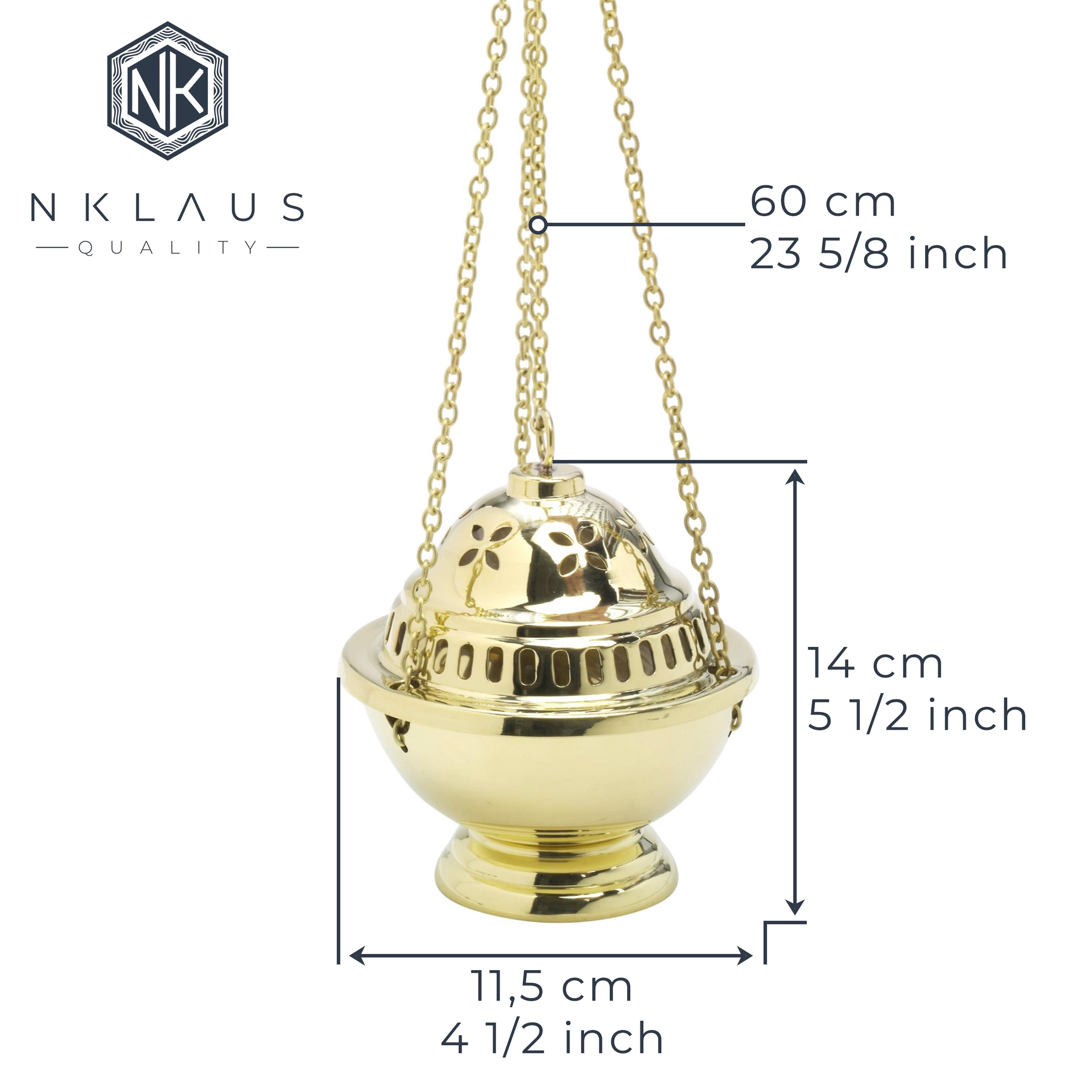 NKlaus wierookbrander met ketting 15cm binnenbak