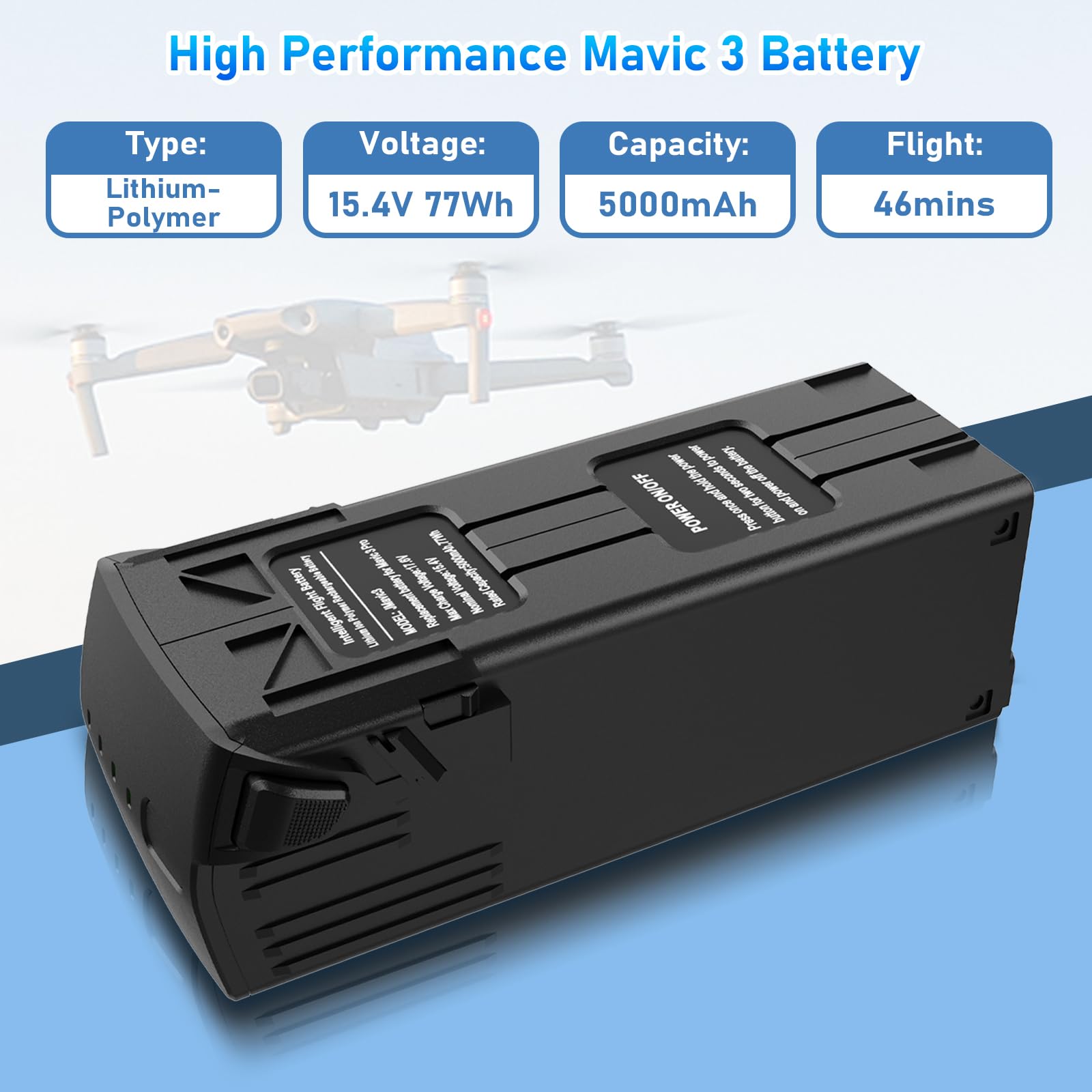 Batería Inteligente De Repuesto Para DJI Mavic 3 – 5000mAh 15.4V 77Wh – Compatible Con Mavic 3 Pro, Cine, Classic Y Enterprise