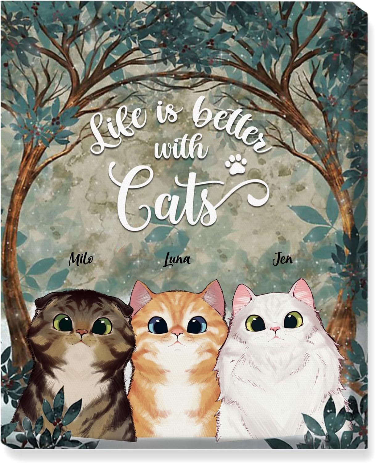 Gossby Personalized Custom Canvas (3 Cats) Life is better with Cats Personalized Canvas Print Personalized Royal Pet Portrait, Custom Renaissance Pet Portrait Custom Portrait, Custom Royal Portraits,