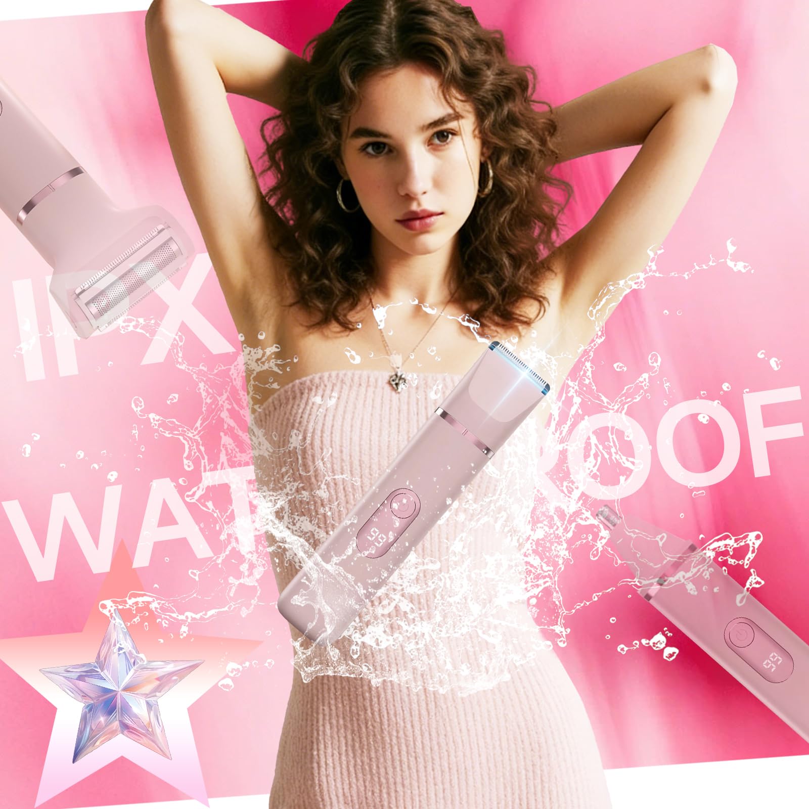 5-in-1 Electric Bikini Trimmer for Women, Waterproof Body & Facial Shaver