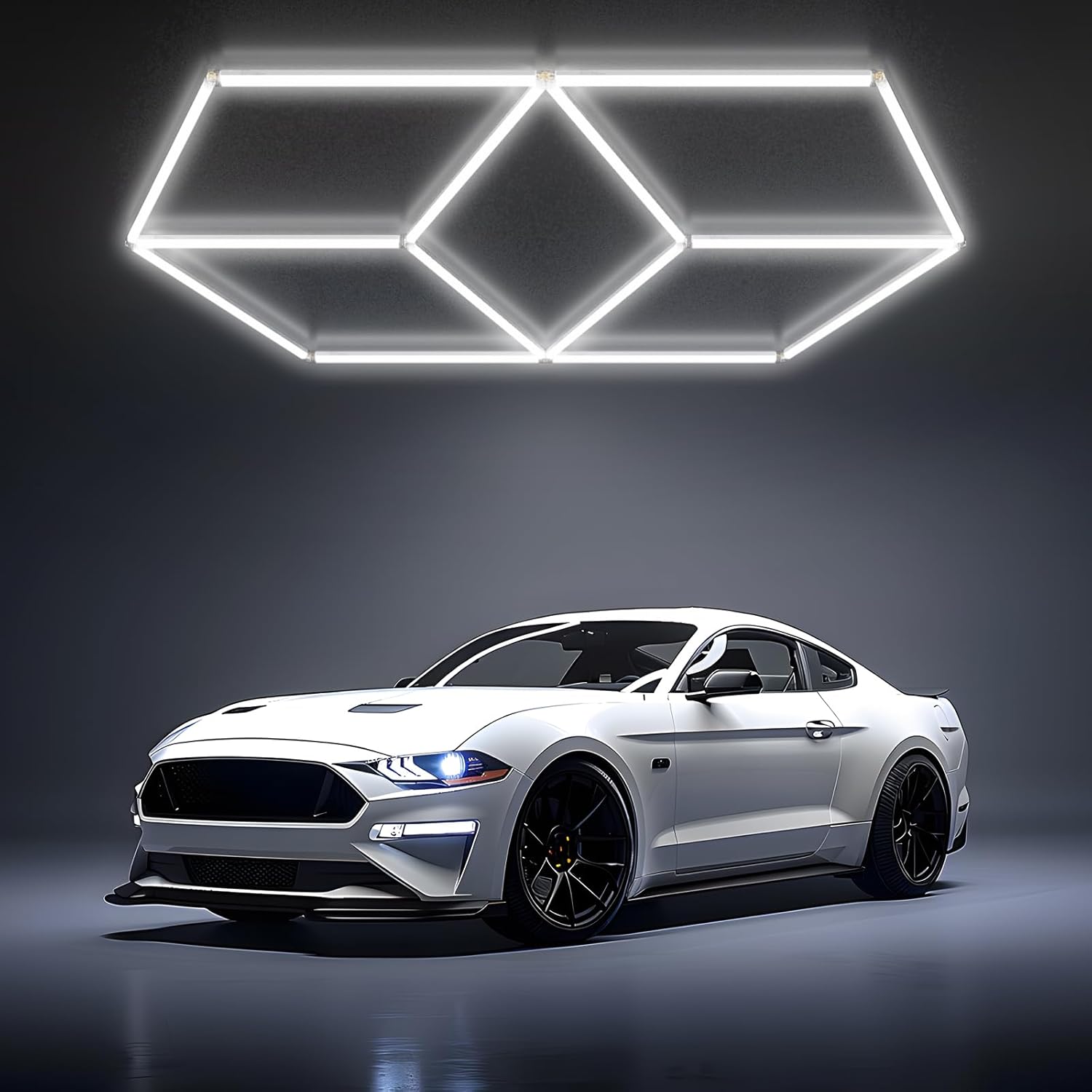 ALLYES Hexagon Garage Lights, LED Aluminum Hex Ceiling Light, 8500LM 6500K 63W Super Bright Honeycomb LED for Garage Gym Shop Barber Car Dealers