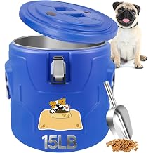 Newget 15lb Airtight Stainless Steel Dog Food Storage Container with Scoop | Airtight, Sturdy, Moisture-Proof, Large Metal Cat & Dog Food Container with Lid, Prevents Pets from Opening, Easy to Clean