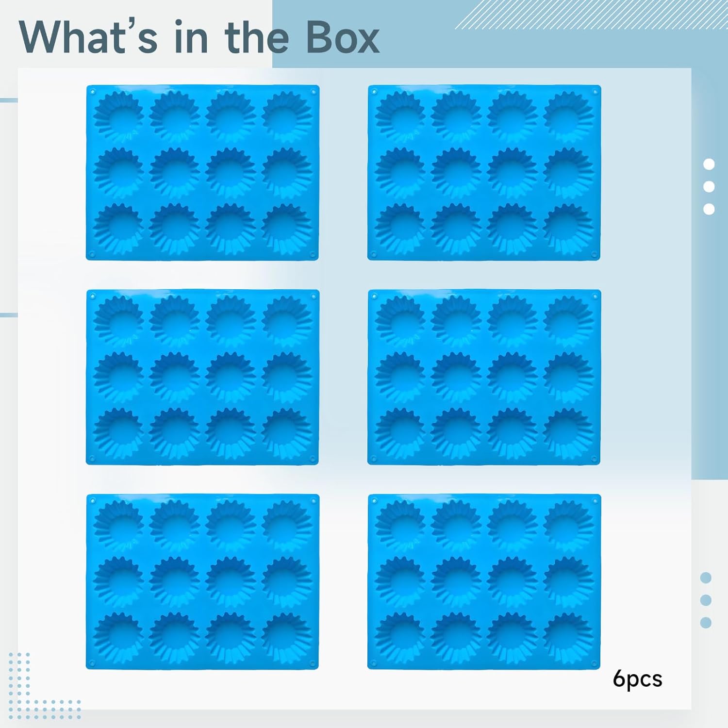 6 Pcs Heat Resistant Silicone Baking Pan, 12-Cavity Muffin Cup Mold, Non-Stick & Flexible For Peanut Butter, Chocolate, Safe Design, 11 X 8.3 In, 28.1 X 21.1 Cm