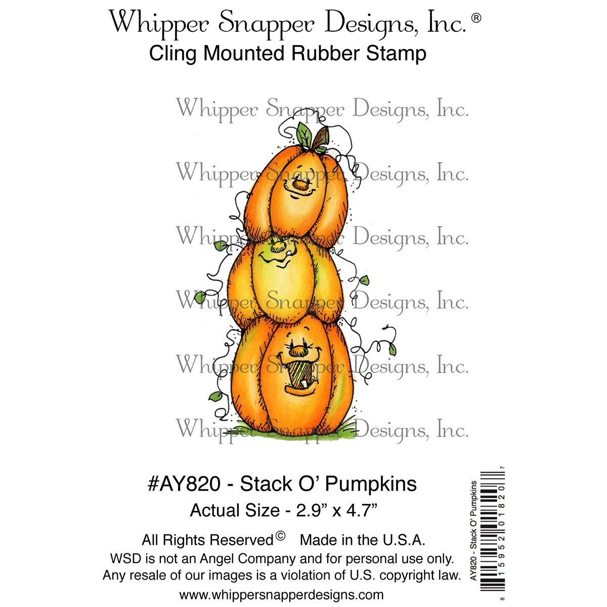 Whipper Snapper Designs Cling Stamp 4 x 6-inch Stack O' Pumpkins, Acrylic, Multicoloured, 3.99 x 5.57 x 0.1 cm