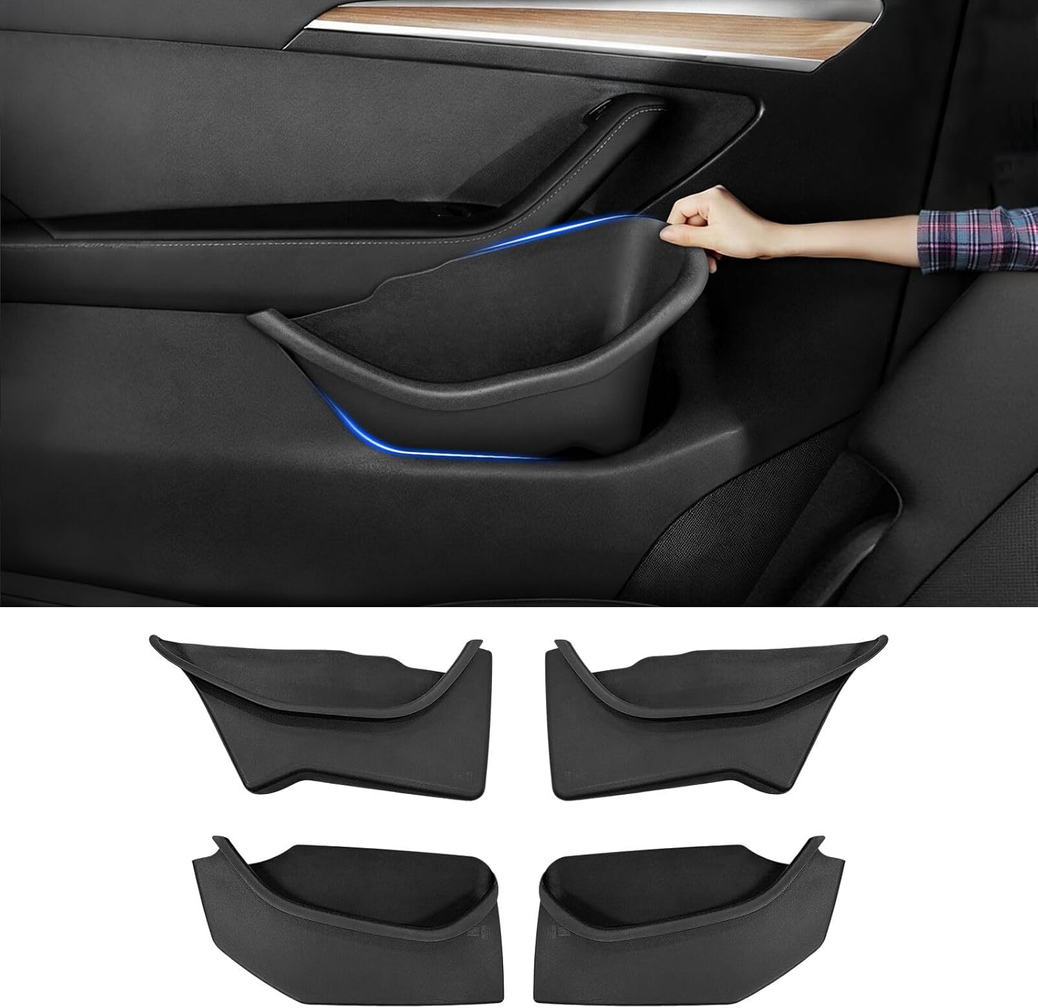 Backseat Storage Box & Rear Center Console Organizer for Tesla Model Y Juniper 2025 2026 Trash Can, Interior Accessories