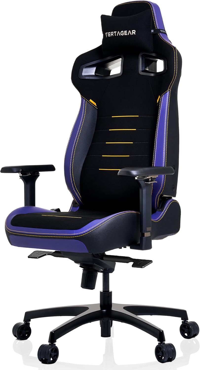 Vertagear PL4800 Ergonomic Big & Tall Gaming Chair Featuring ContourMax Lumbar & VertaAir Seat Systems - RGB LED Kits Upgradeable - Carbon Black