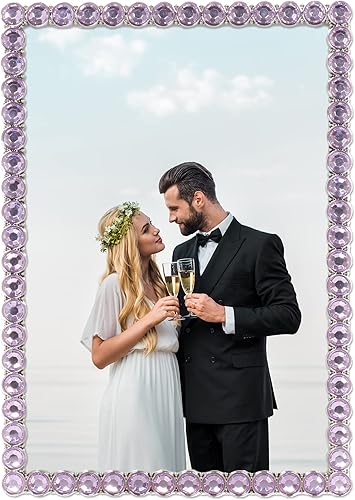 Miniatura 8 de Marco doble brillante de metal plateado 4x4, brillo transparente