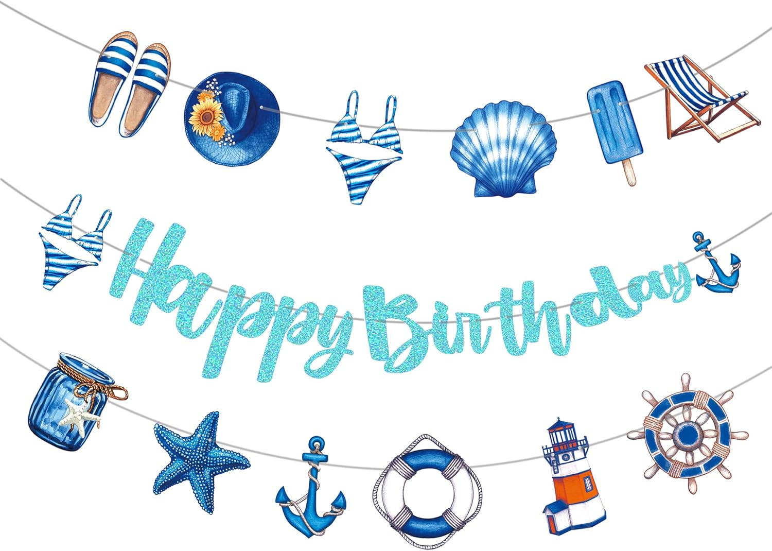 Amazon.com: Nautical Theme Birthday Party Banners Nautical Anchor ...