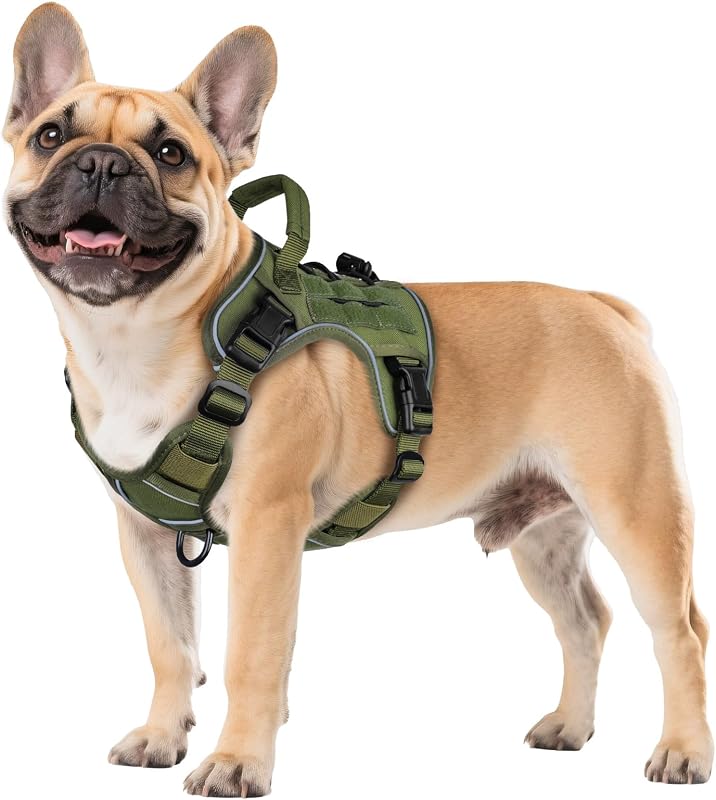 Peitoral Vest Tático Verde para Cães Pequenos WINGOIN DV01 com Faixa Refletiva