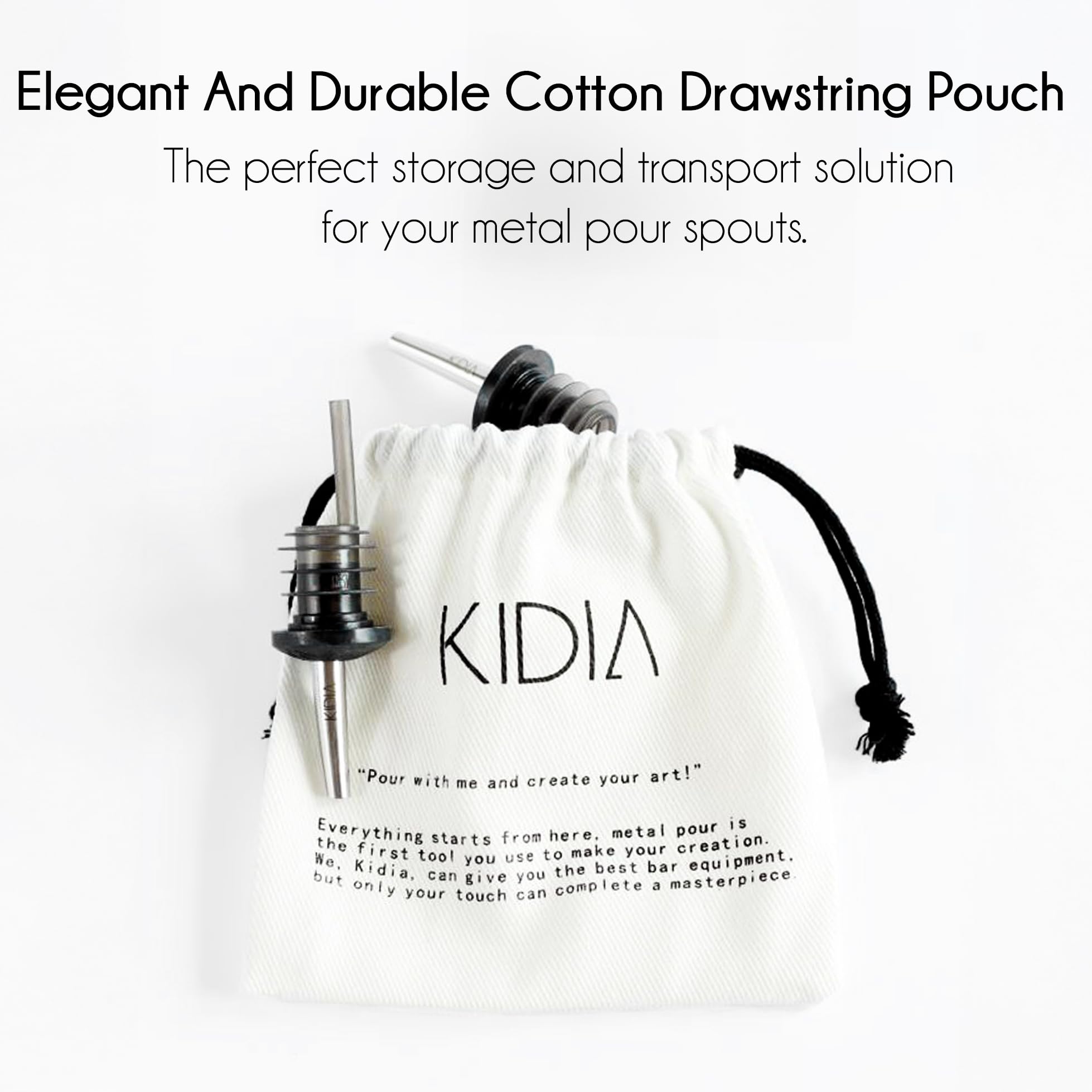 Kidia Metal Pour – Kit 10 Versatori Acciaio Inox - Tappi Universali con Guarnizione in Gomma, Flusso Calibrato 157 BPM, Lavabili in Lavastoviglie | Cocktail Set Barman/Bartender | (1, Classic)