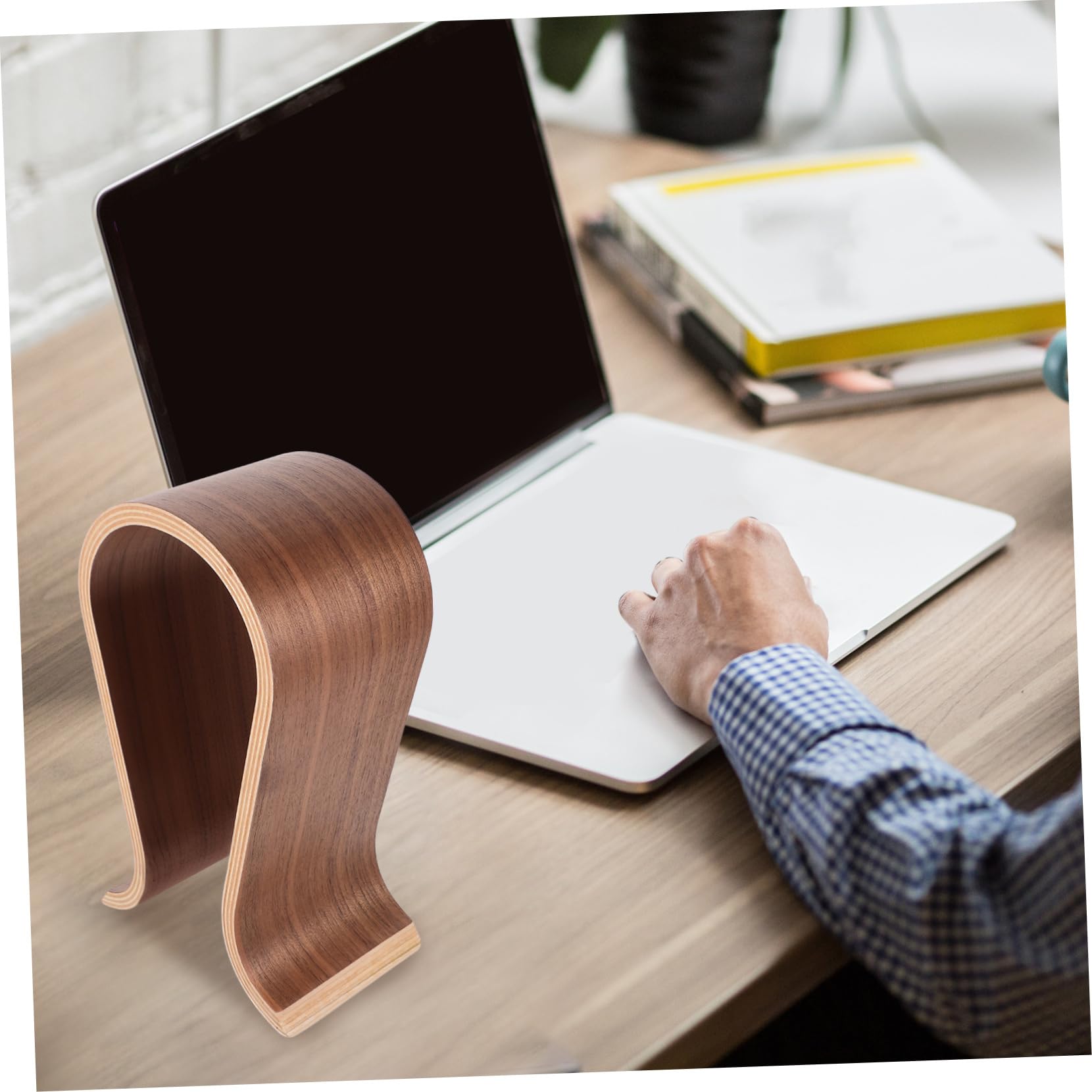 VILLCASE Supporto per Cuffie U in Legno Stand per Cuffie da Tavolo Espositore per Auricolari Compatibile la Maggior Parte dei Modelli
