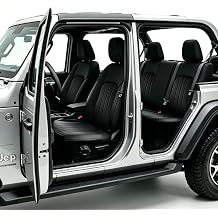 Nappa LE 5 Seats Cover for Wrangler JL 4-Door 2018-2026 w/No Rear Arm Rest | Leather Seat Covers Waterproof Full Front & Back Set, Custom Fit for Sahara Sport Rubicon Unlimited Willys