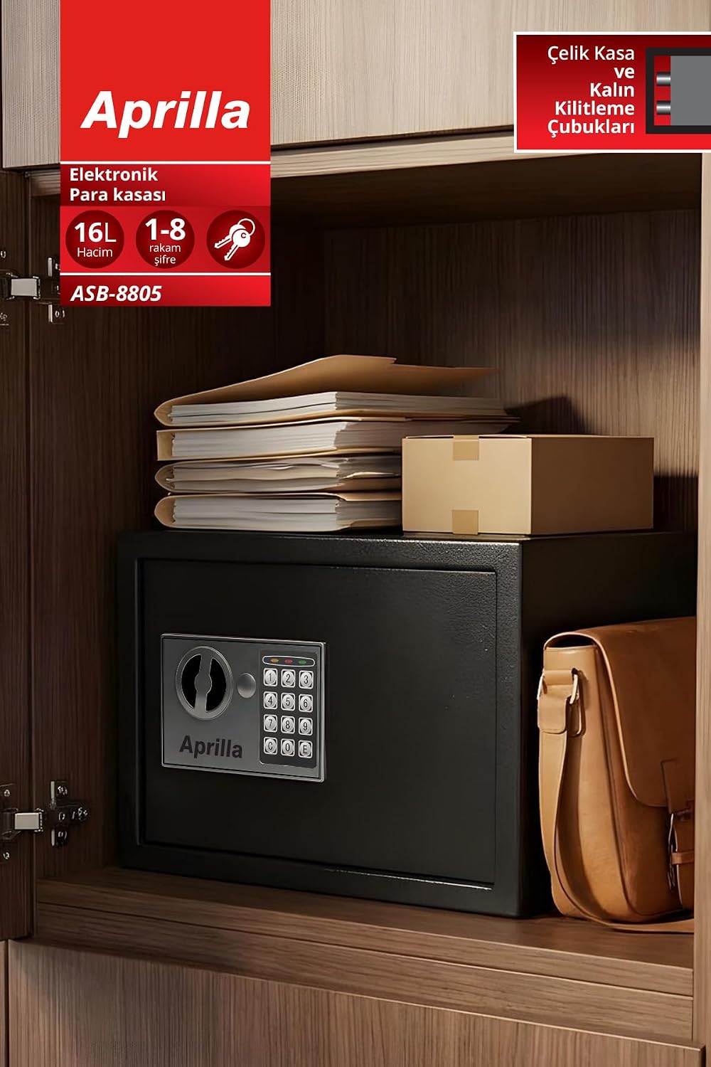Asb-8805 Elektronik Para Kasası | Şifreli & Anahtarlı & 16 L Kapasite