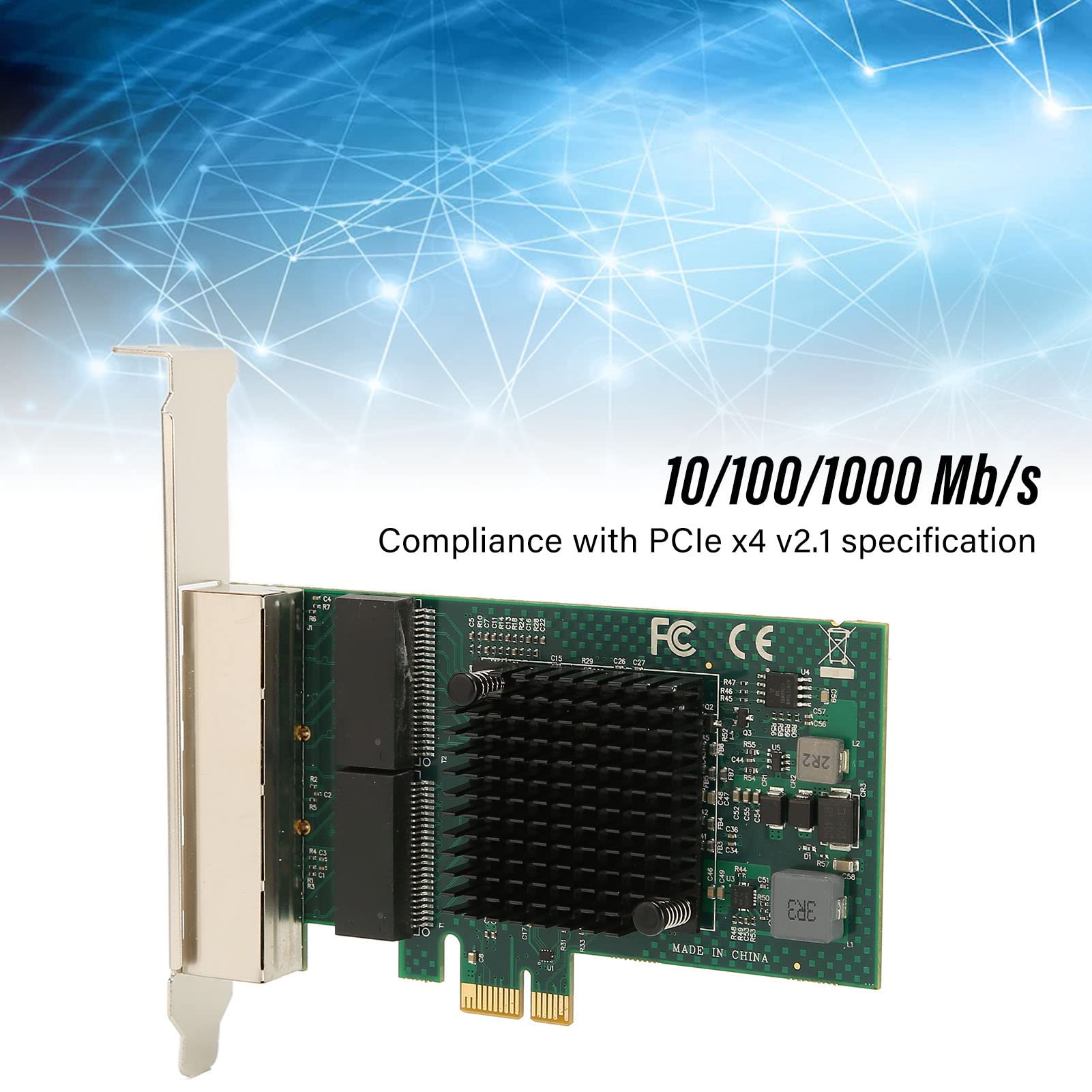 Cocoarm Carte Réseau Ethernet, 4 Ports BCM5719 PCIe
