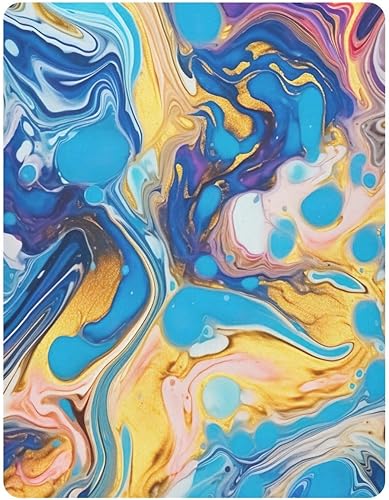 Miniatura 2 de Kigai Sábana bajera ajustable para cuna para niños y niñas, sábana de punto de jersey de mármol azul dorado para colchones estándar de cuna y cama