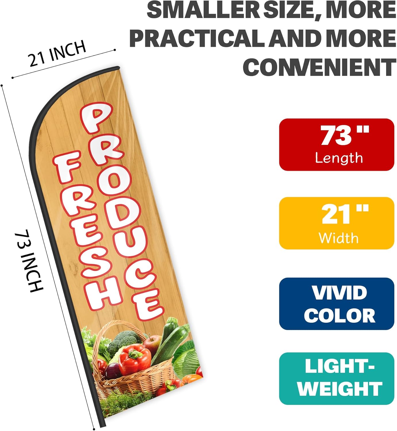 Fresh Produce Feather Flag for Business Advertising 6Ft Swooper Flag for Storefronts Retailers Shops Food Trucks Events and Fairs (Flagpole Not Included) - Image 2