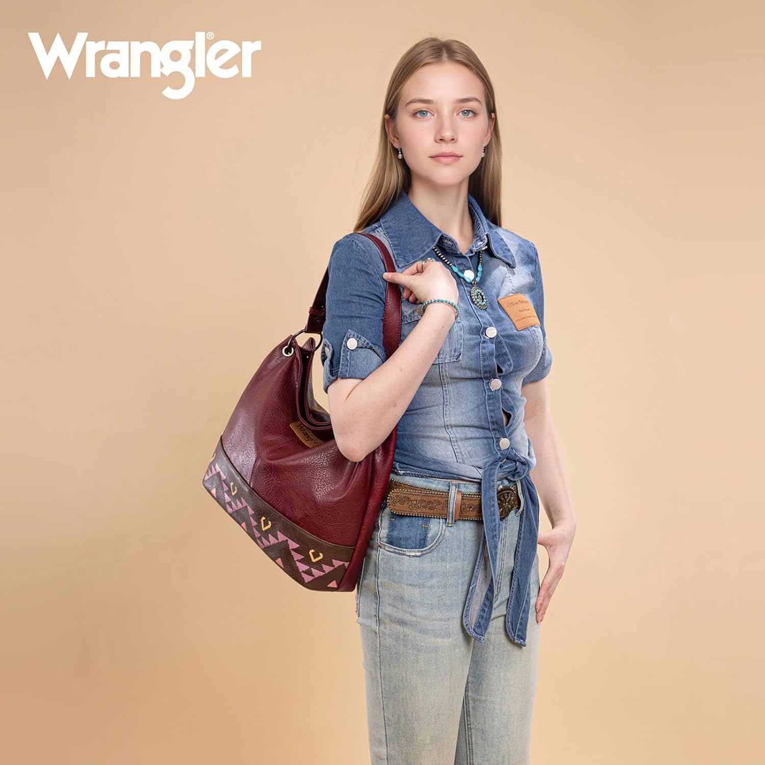 Wrangler Hobo Bags for Women Vegan Leather Top Handle Shoulder Purses and Handbags - Image 8