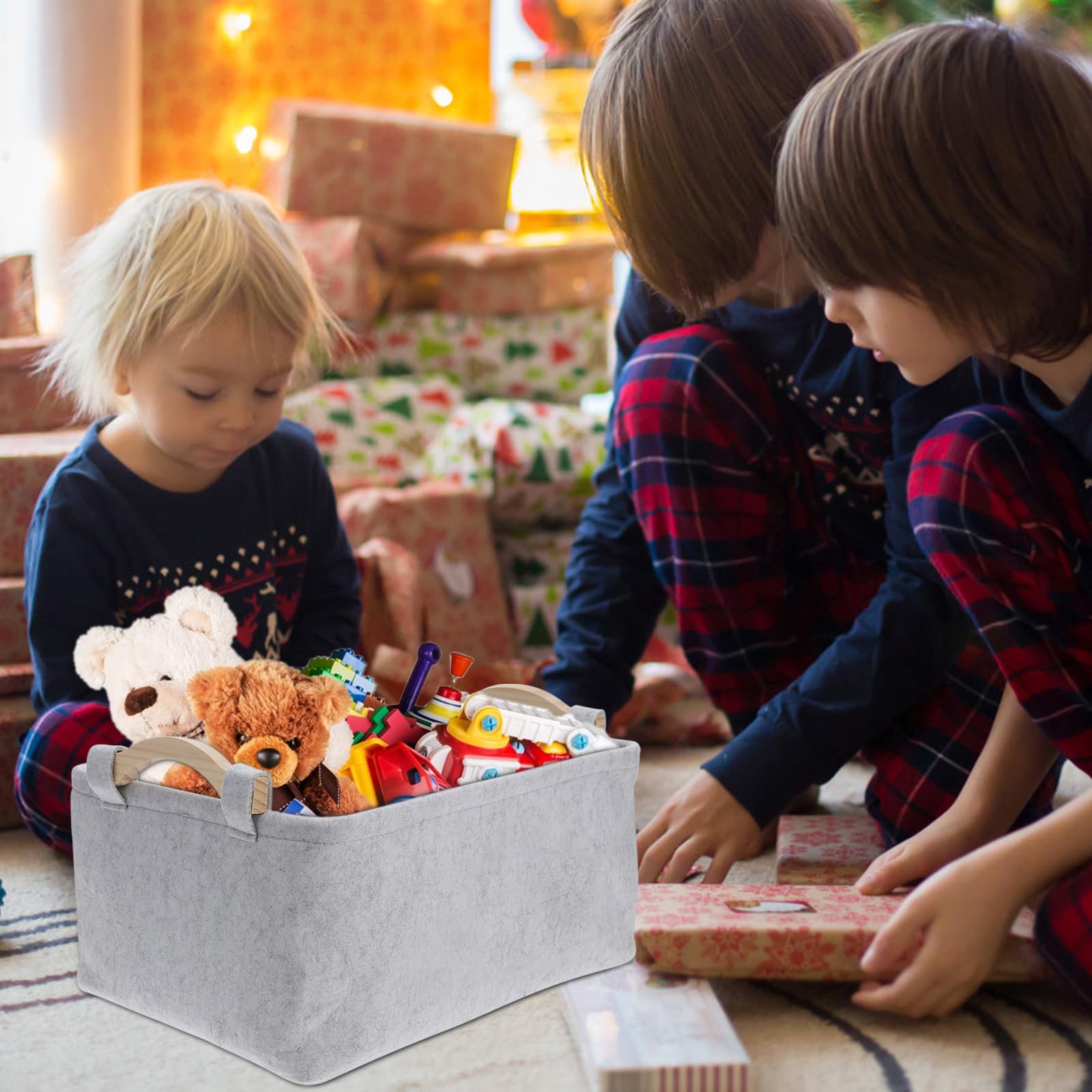 Aufbewahrungsbox Aus Stoff 15X10X7 Zoll Mit Griffen Organizer Box Für Kleidung Und Haustierspielzeug Praktischer Lagerbehälter Für Zuhause Und Büro