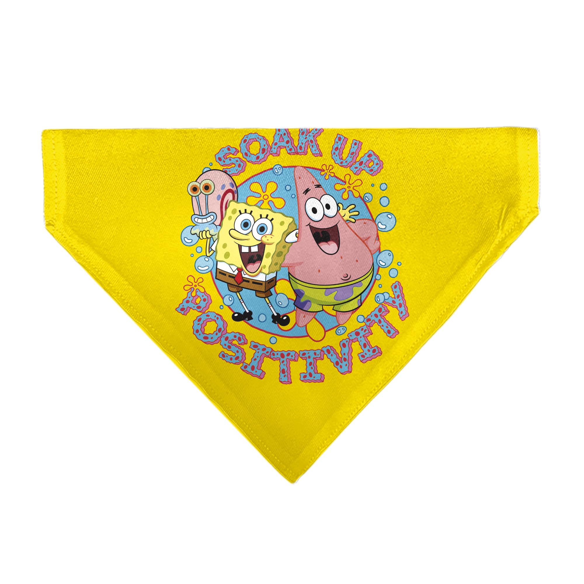 Spongebob Squarepants Pet Bandana Spongebob Squarepants and Friends Soak Up Positivity Yellow Slip On Collar Bandana Only