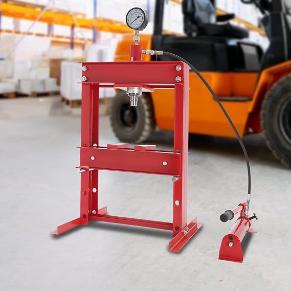 10-Ton Hydraulic Shop Press - H-Frame Benchtop Press, Height Adjustable Metalworkin Hydraulic Press w/Hydraulic Cylinder & Press Plate for Bending, Straightening, Pressing & Stamping
