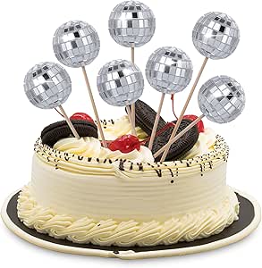 24-Piece Music Theme Cake Topper Set - Disco Ball & Musical Instrument Decorations