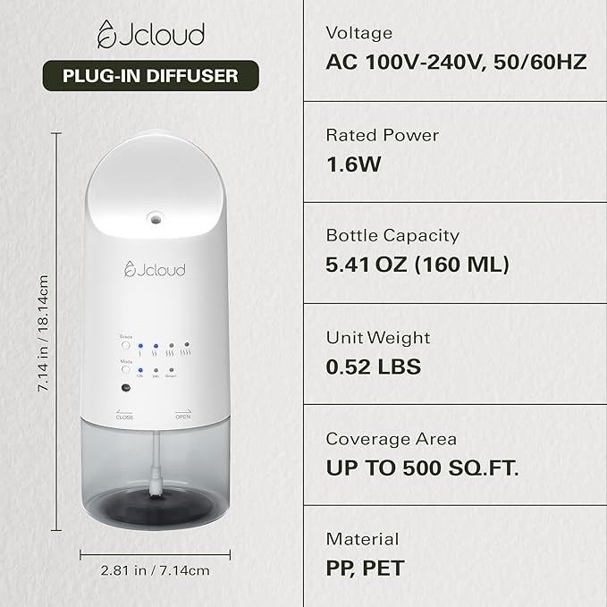 Difusor de Aromas JCLOUD, 160ml, Sin Agua, Blanco miniatura 2