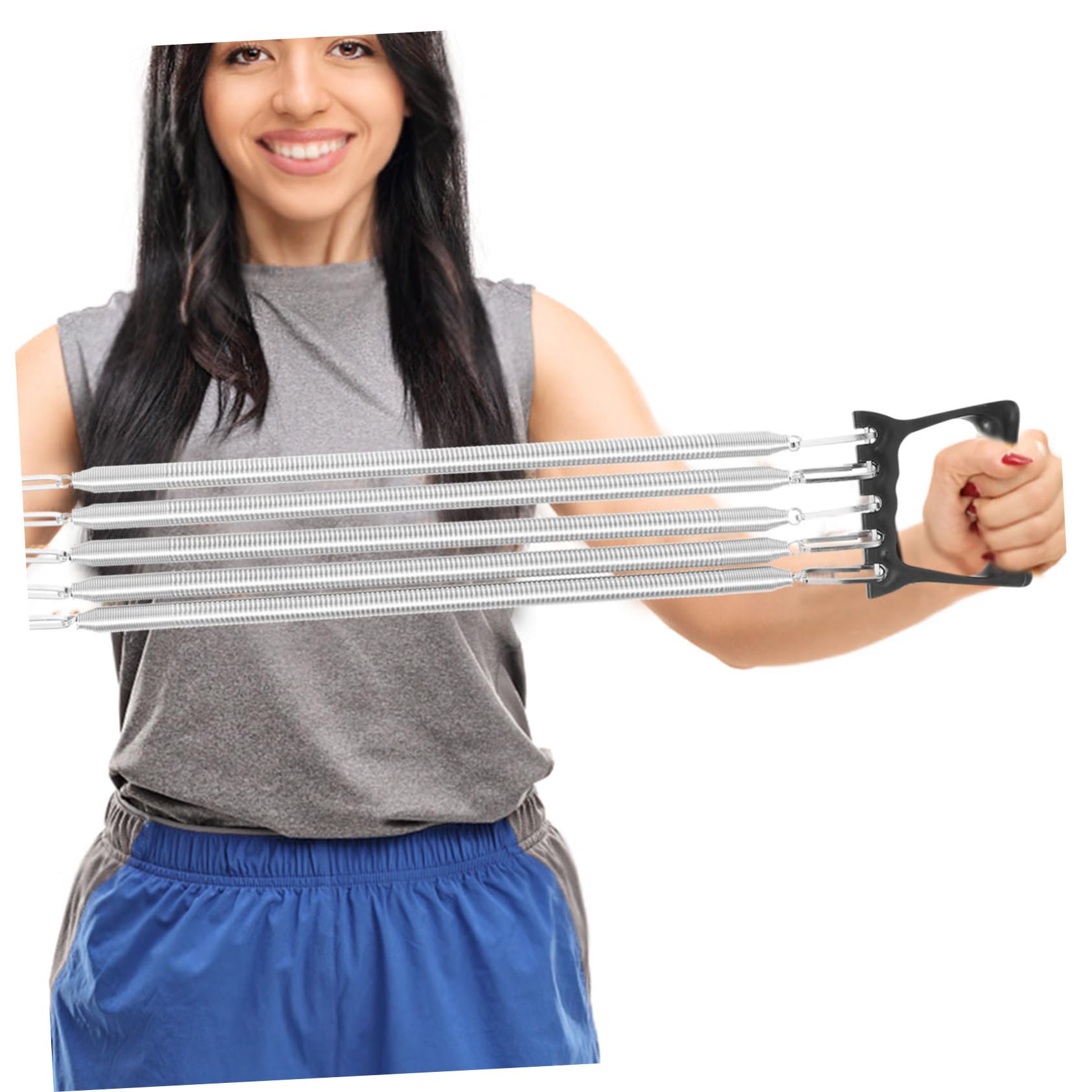Odpinany ekspander klatki piersiowej – plastikowy sprzęt treningowy do treningu mięśni piersiowych elastyczne opaski i odporność na sprężynę akcesoria do fitnessu w domu na siłownię