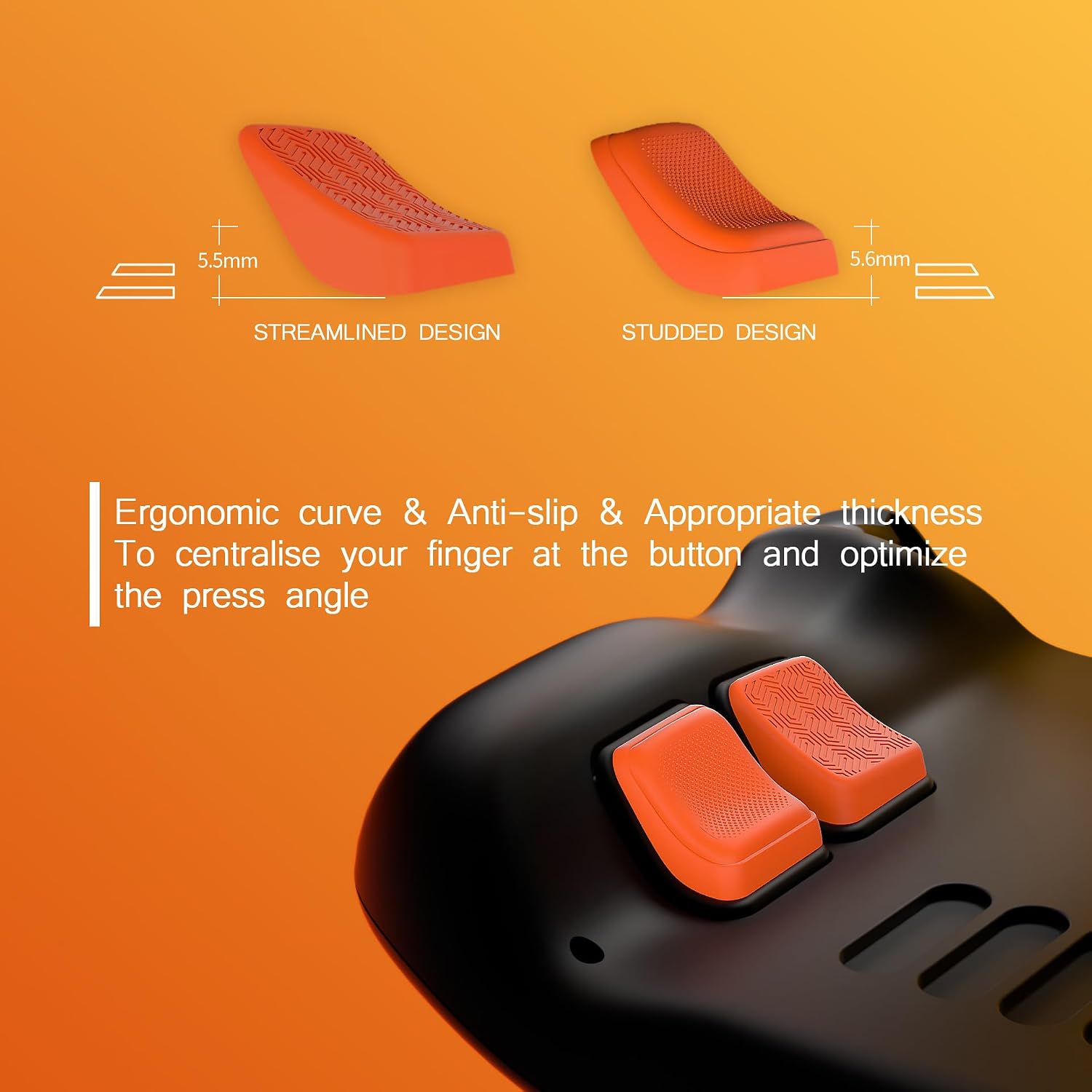 PlayVital Mix Version Back Button Enhancement Set for Steam Deck LCD, Grip Improvement Button Protection Kit for Steam Deck OLED - Streamlined & Studded Design - Orange