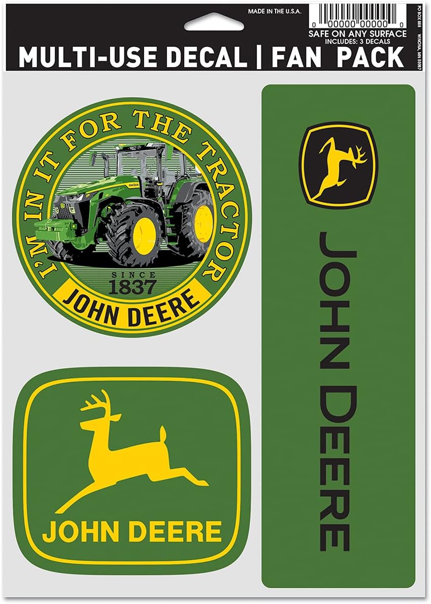 John Deere 3 Pack Multi-USE Decals 5.5X7.75 Tractor Logo