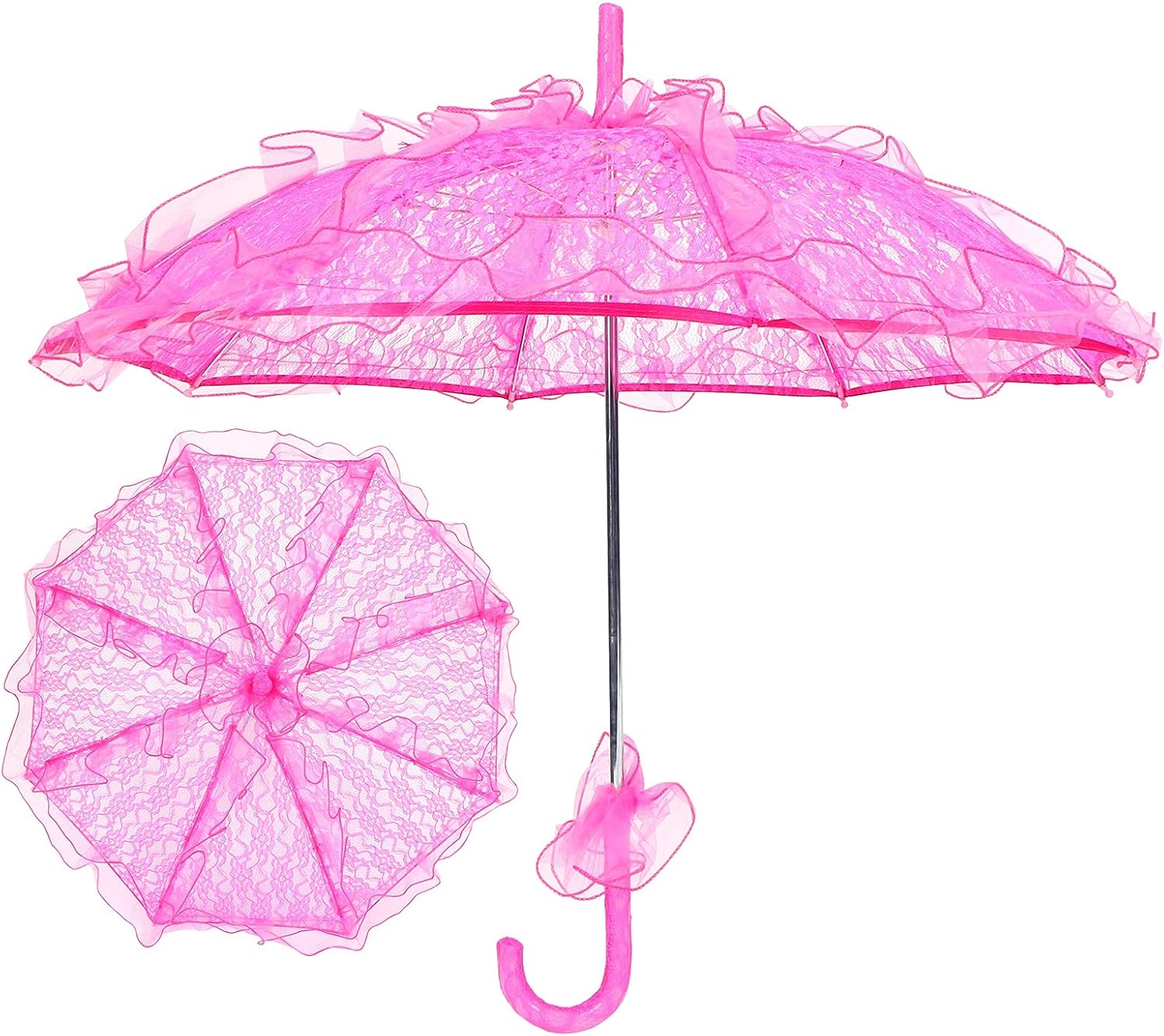 日傘 ご注文で当日配送 レース生地 結婚式の傘 結婚式装飾 花嫁用 ローズレッド コンサート パーティー 道具撮影用