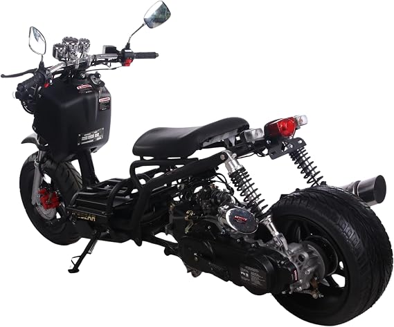 Reckless 50cc Scooter Generation 1, Automatic Transmission, PMZ50-19, Wide 205/30-12 Rear Tire, Retro Speedometer, Gas Gauge, Street Legal Moped for Adults, Powerful 49cc GY6 Engine