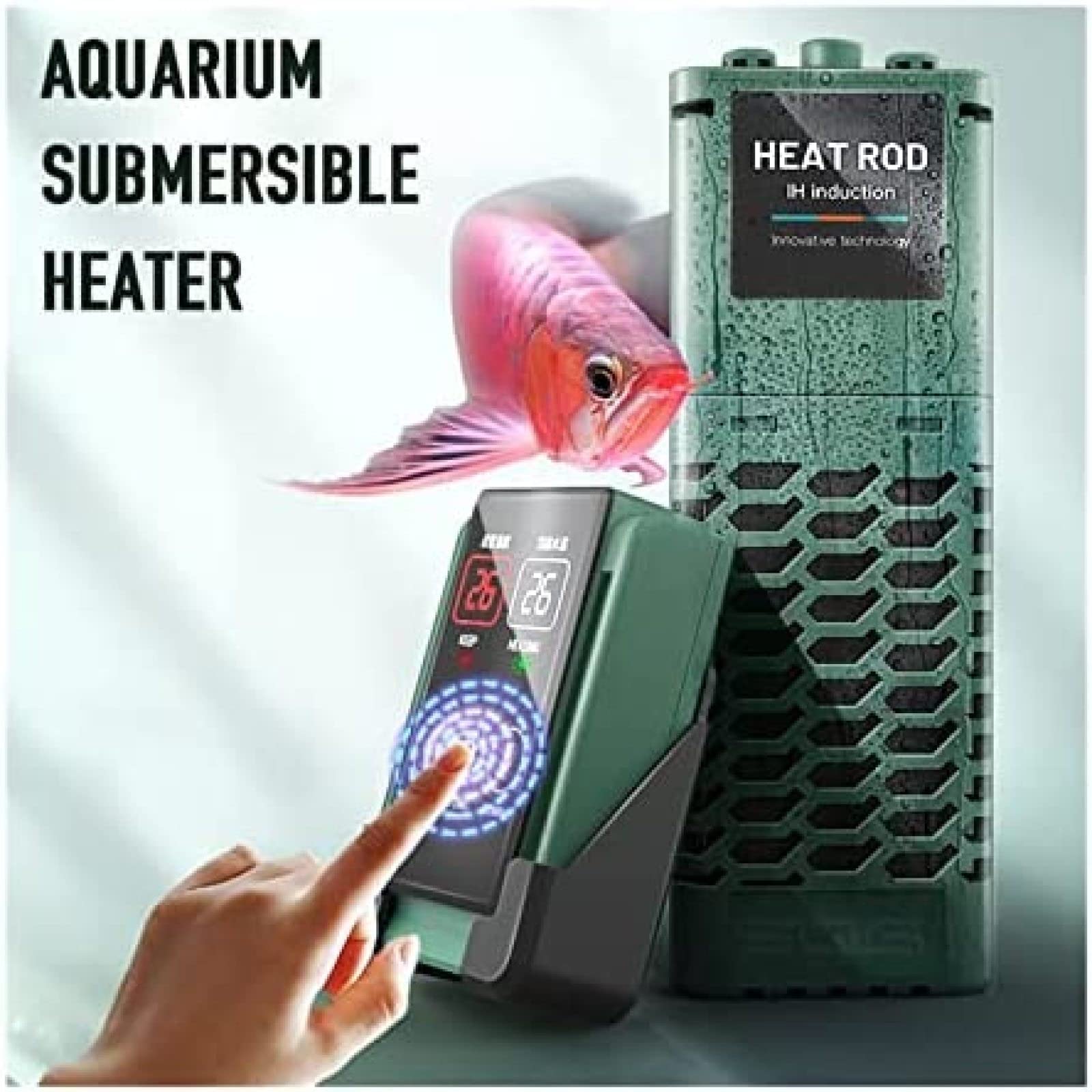 Calentador De Acuario, Calentador Sumergible para Acuario Tanque De Peces Pantalla De Temperatura LED Inteligente Y Controlador De Temperatura Externo Varilla De Calentamiento para Agua Dulc