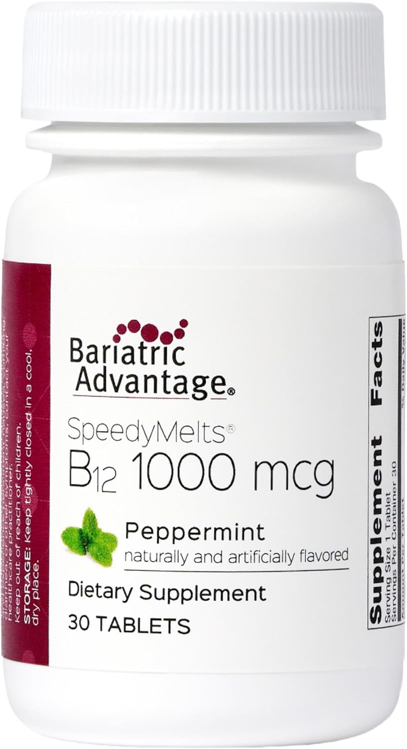 Bariatric Advantage B-12 Speedy Melts, Vitamin B12 1000 mcg Supplement, Fast Melting with 200 mcg of Folic Acid for Nutritional Support - Black Cherry, 90 Count