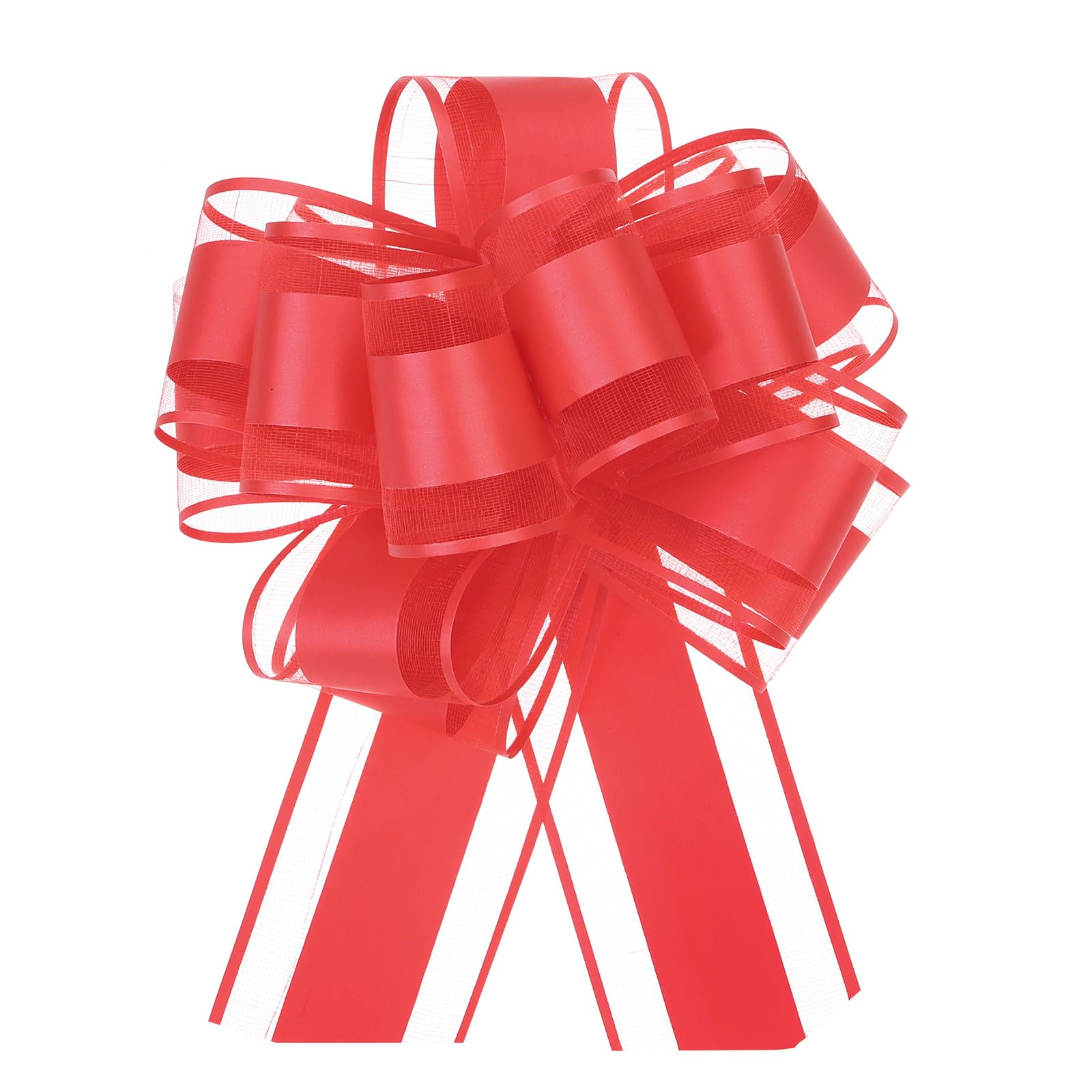 Uxcell 5pcs 6 Inch Large Big Pull Bow Organza Gift Wrapping Bows Ribbon for Wedding Car Baskets Presents Christmas Bow, Red