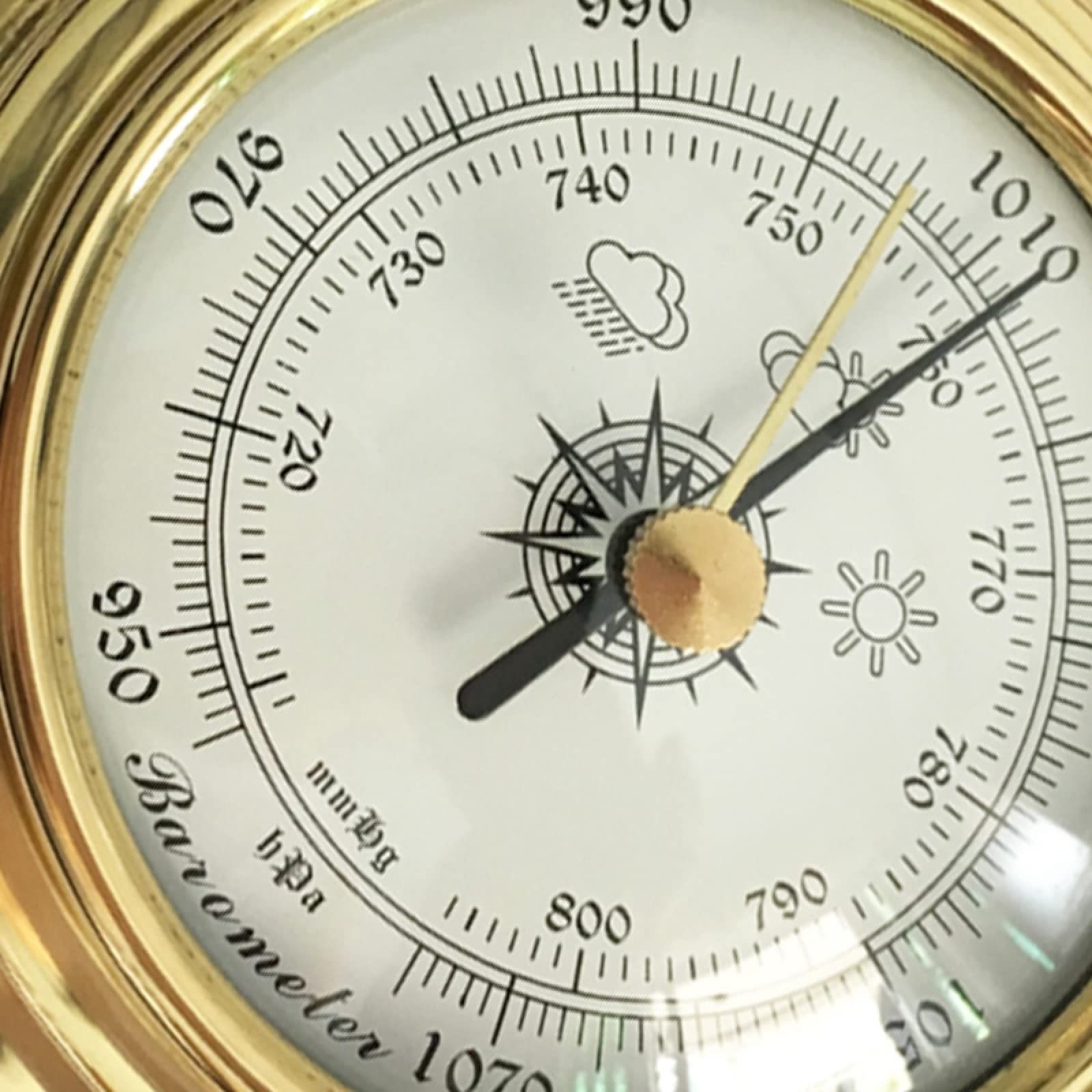 Barometri a barometro da Parete per barometro Domestico Stazione meteorologica in Ottone per Esterni Stazione meteorologica Multifunzionale per Uso Domestico Barometro aneroide,Oro